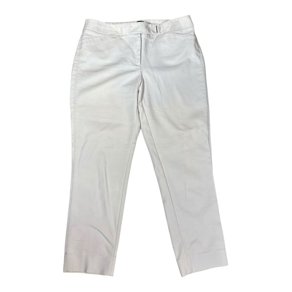White House Black Market Perfect Form Slim Ankle Pants Off White Sz 10